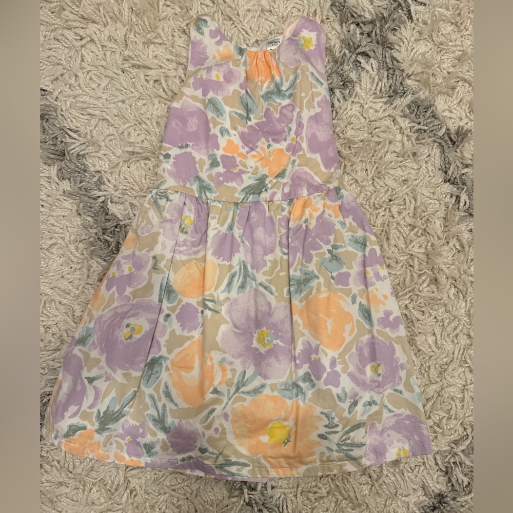 Carter’s floral toddler dress with bow & slight back opening. 5T